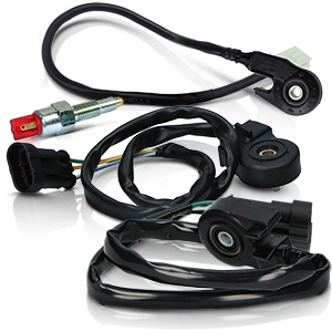 Varios sensores de moto con cables, incluidos sensores Hall y sensores de velocidad.